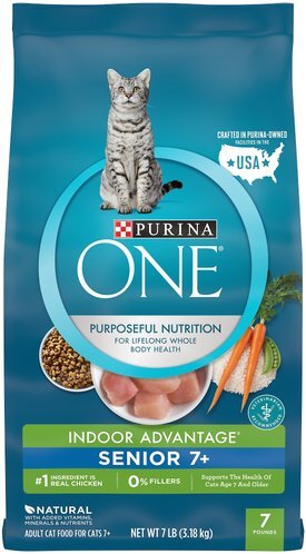 Purina ONE Indoor Advantage Senior 7+ Dry Cat Food, 2 count